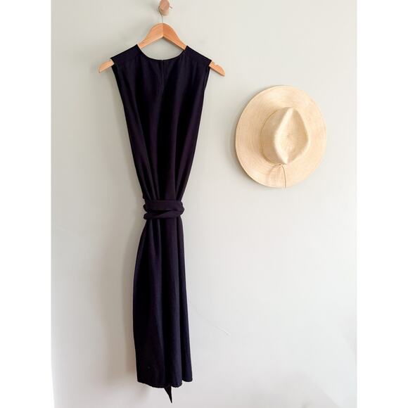 DÔEN | DOEN | Market Raw Silk Wrap Dress in Deep Ink | Sz S - Picture 4 of 7